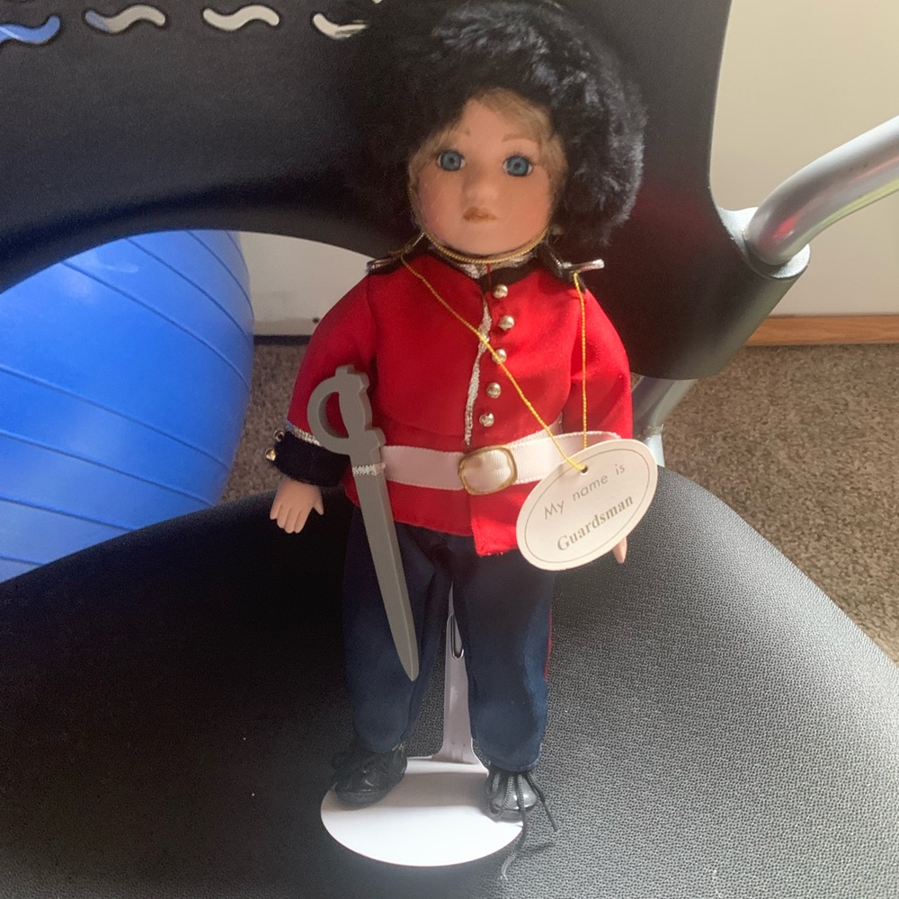 Red and Black Royal Guard Doll with Display Stand